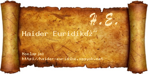 Haider Euridiké névjegykártya